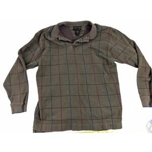 Alexander Julian Colours Polo Shirt XXL Vintage Herringbone Plaid Long Sleeve